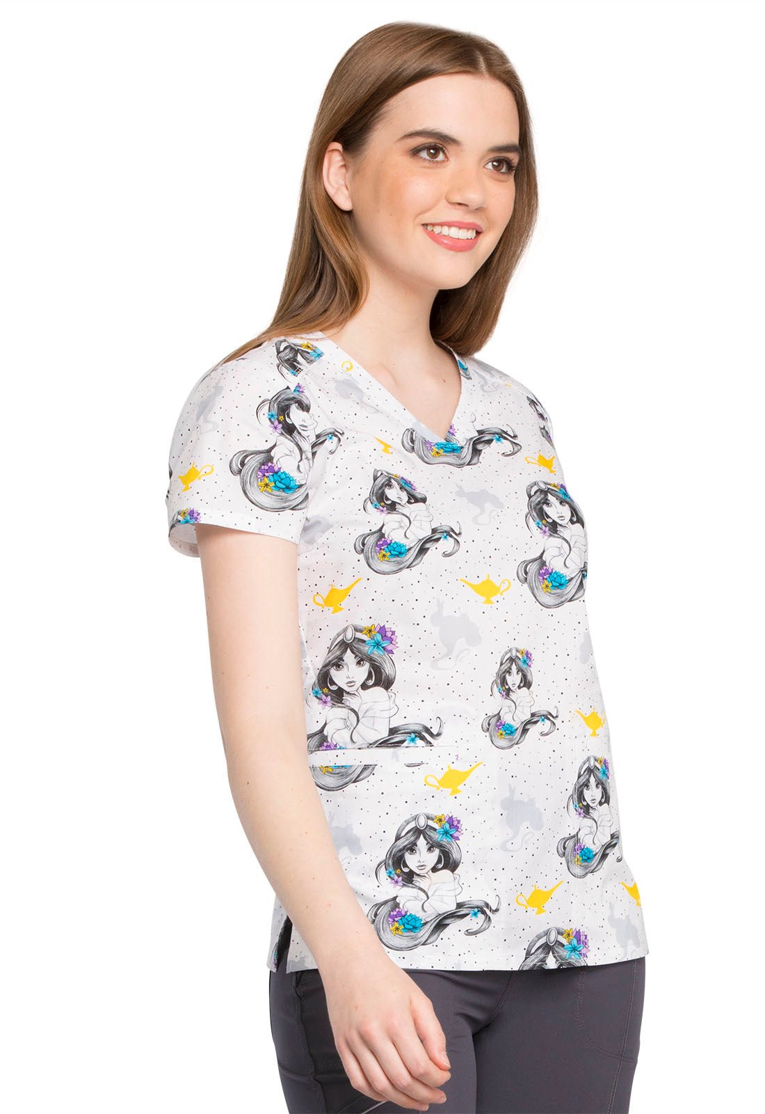 Aladdin Tooniforms Licensed Disney V Neck Scrub Top TF666 PRMW - Scrubs Select