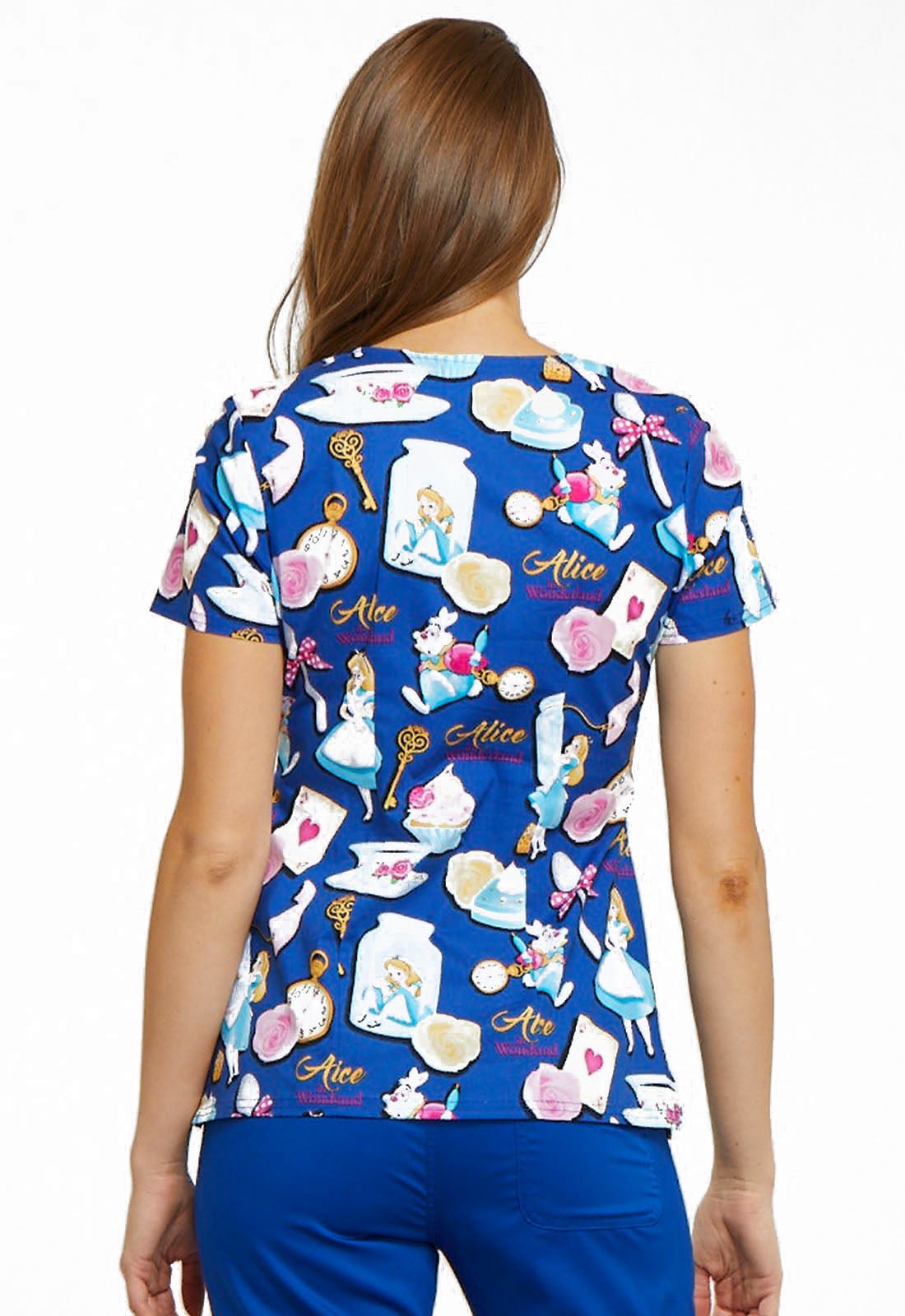 Alice in Wonderland Tooniforms Disney V Neck Scrub Top TF641 ALWA - Scrubs Select