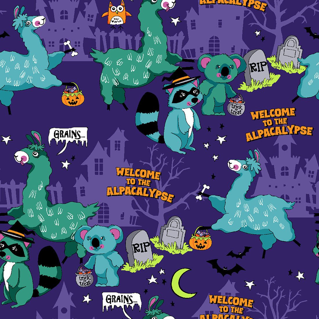 Alpacalypse Cherokee Halloween Print V Neck Scrub Top CK651 APYS - Scrubs Select