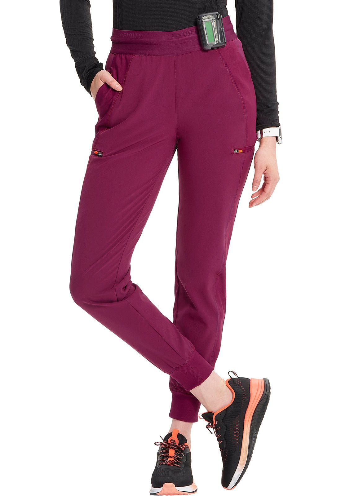 Cherokee Infinity GNR8 Jogger Scrub Pant IN122A in Caribbean, Ciel, Hunter, Teal, Wine - Scrubs Select