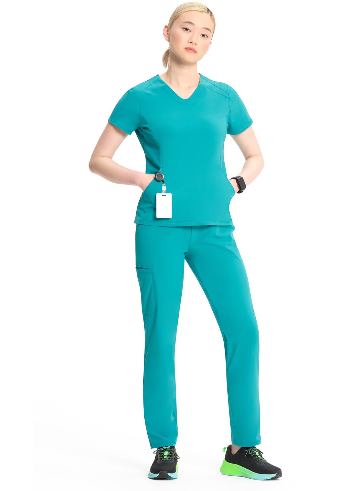 Cherokee Infinity Scrubs GNR8 V Neck Top IN620A Fire Bird, Teal, Vapor - Scrubs Select