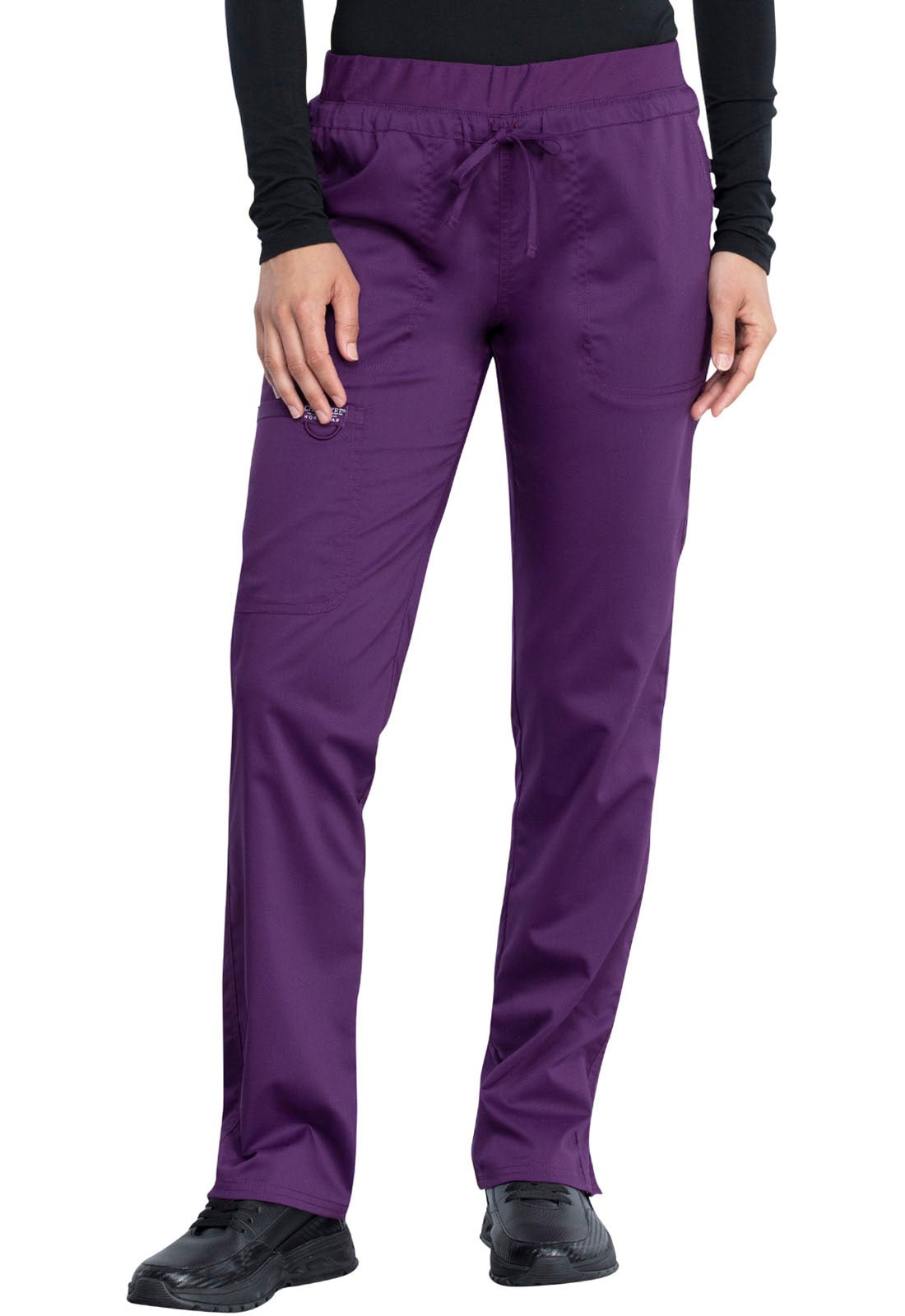 Cherokee WW Revolution Drawstring Scrub Pant WW105 in Caribbean, Eggplant, Galaxy, Red - Scrubs Select