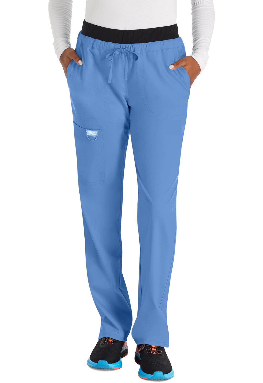 Cherokee WW Revolution Drawstring Scrub Pant WW105 in Ciel, Hunter, White, Wine - Scrubs Select