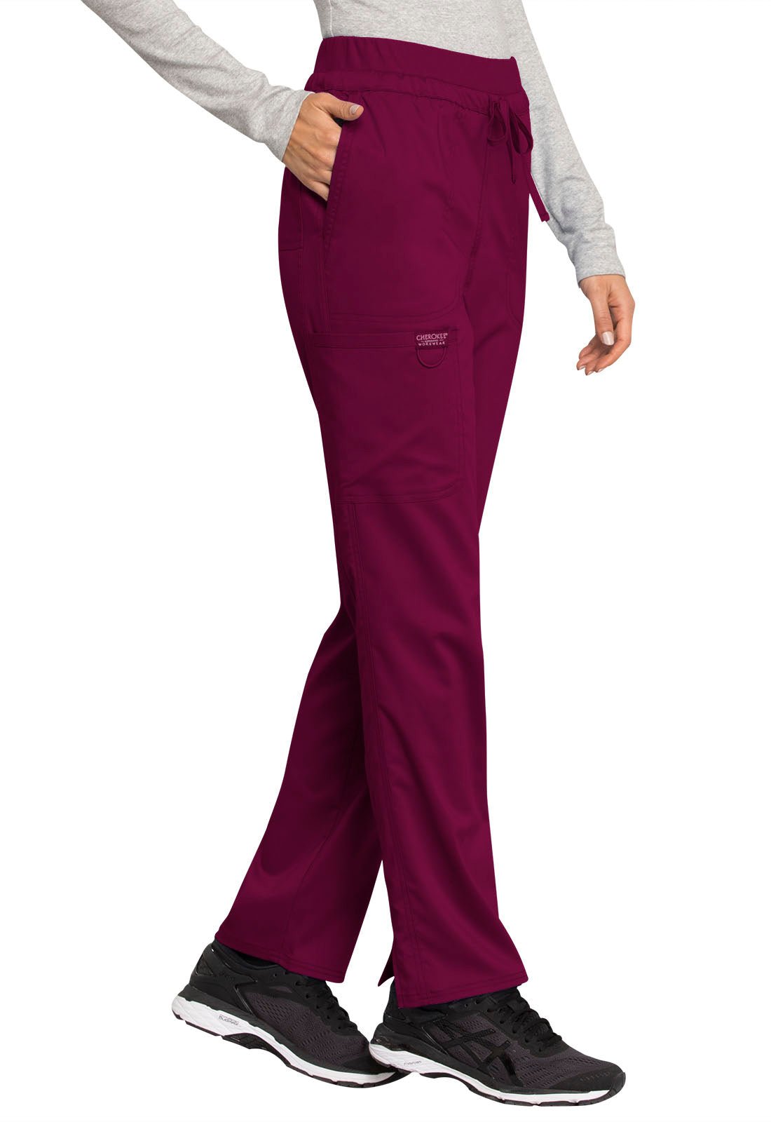 Cherokee WW Revolution Drawstring Scrub Pant WW105 in Ciel, Hunter, White, Wine - Scrubs Select