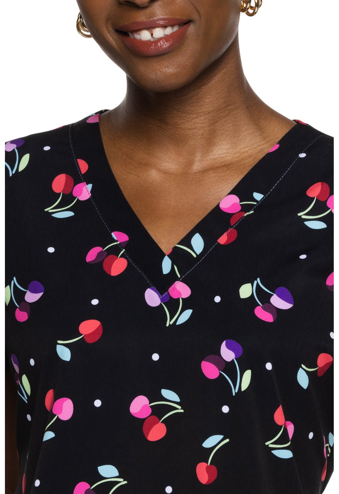 Cherry On Med Couture Print V Neck Scrub Top MC8564 CRON - Scrubs Select