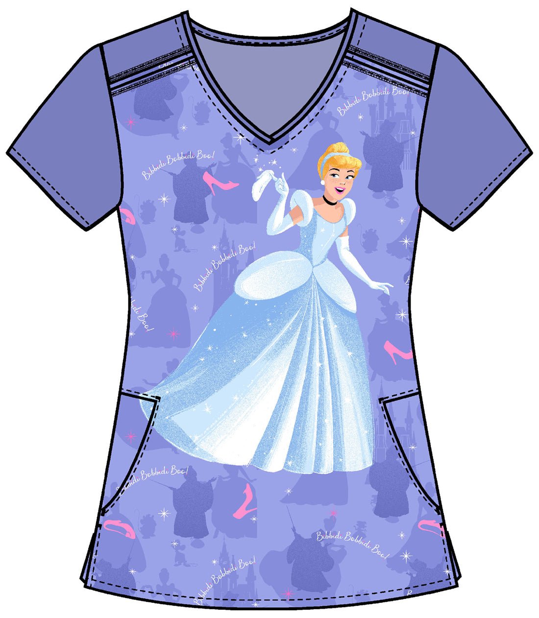 Cinderella Tooniforms Disney Licensed V Neck Scrub Top TF639 CIIY - Scrubs Select