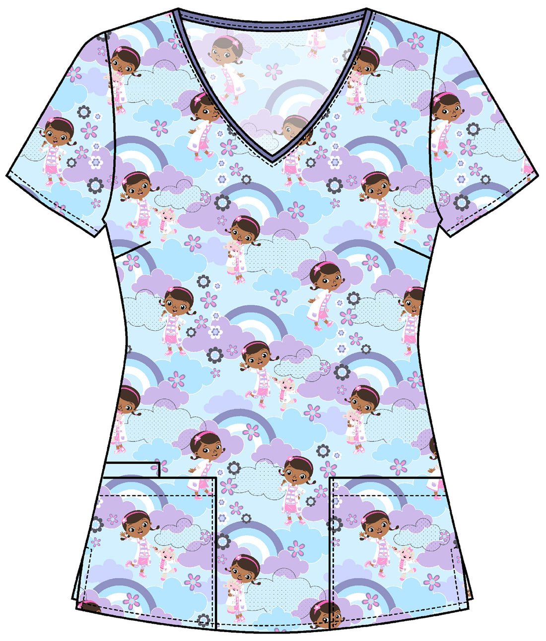 Doc McStuffins Cherokee Tooniforms Disney V Neck Scrub Top TF614 DCGS - Scrubs Select