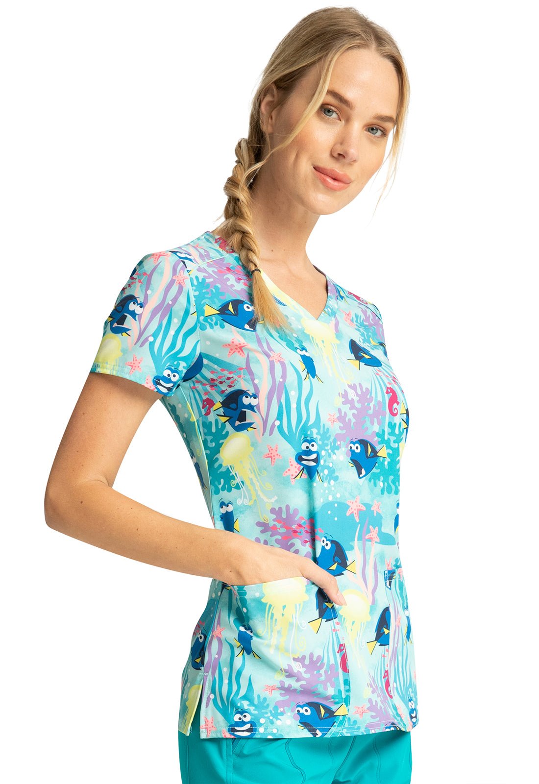 Dory Finding Nemo Tooniforms Disney V Neck Scrub Top TF776 FDOM - Scrubs Select