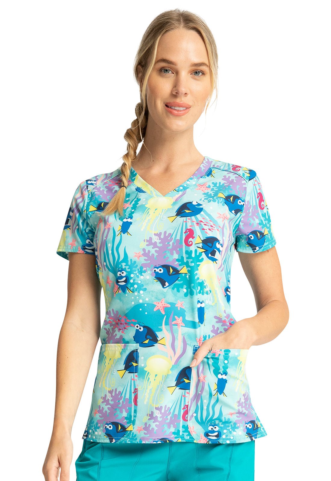 Dory Finding Nemo Tooniforms Disney V Neck Scrub Top TF776 FDOM - Scrubs Select