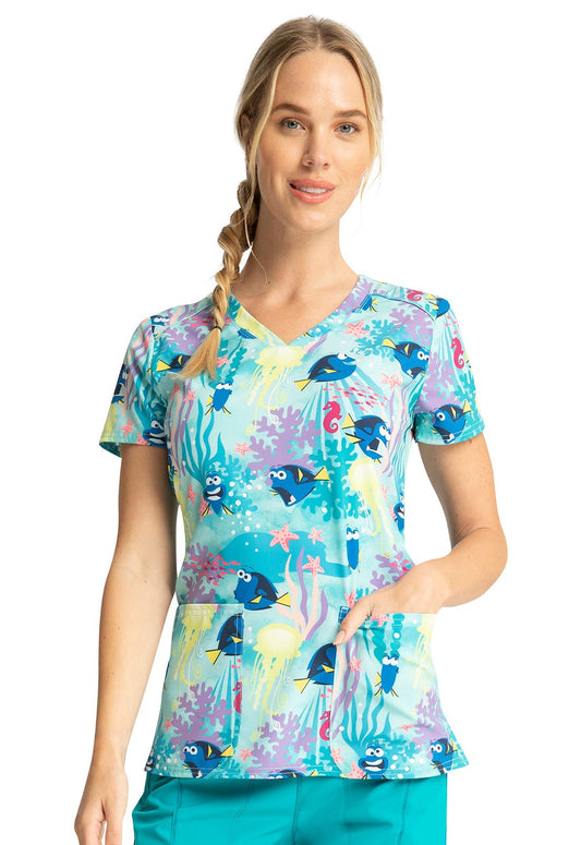 Dory Finding Nemo Tooniforms Disney V Neck Scrub Top TF776 FDOM - Scrubs Select