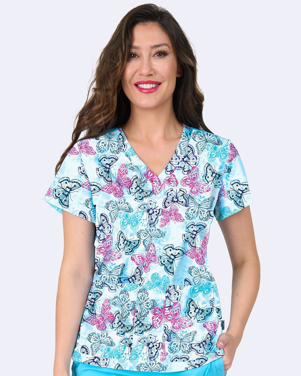 Fancy Flutter Zavate Print Scrub V Neck Top 1054 FCFL - Scrubs Select