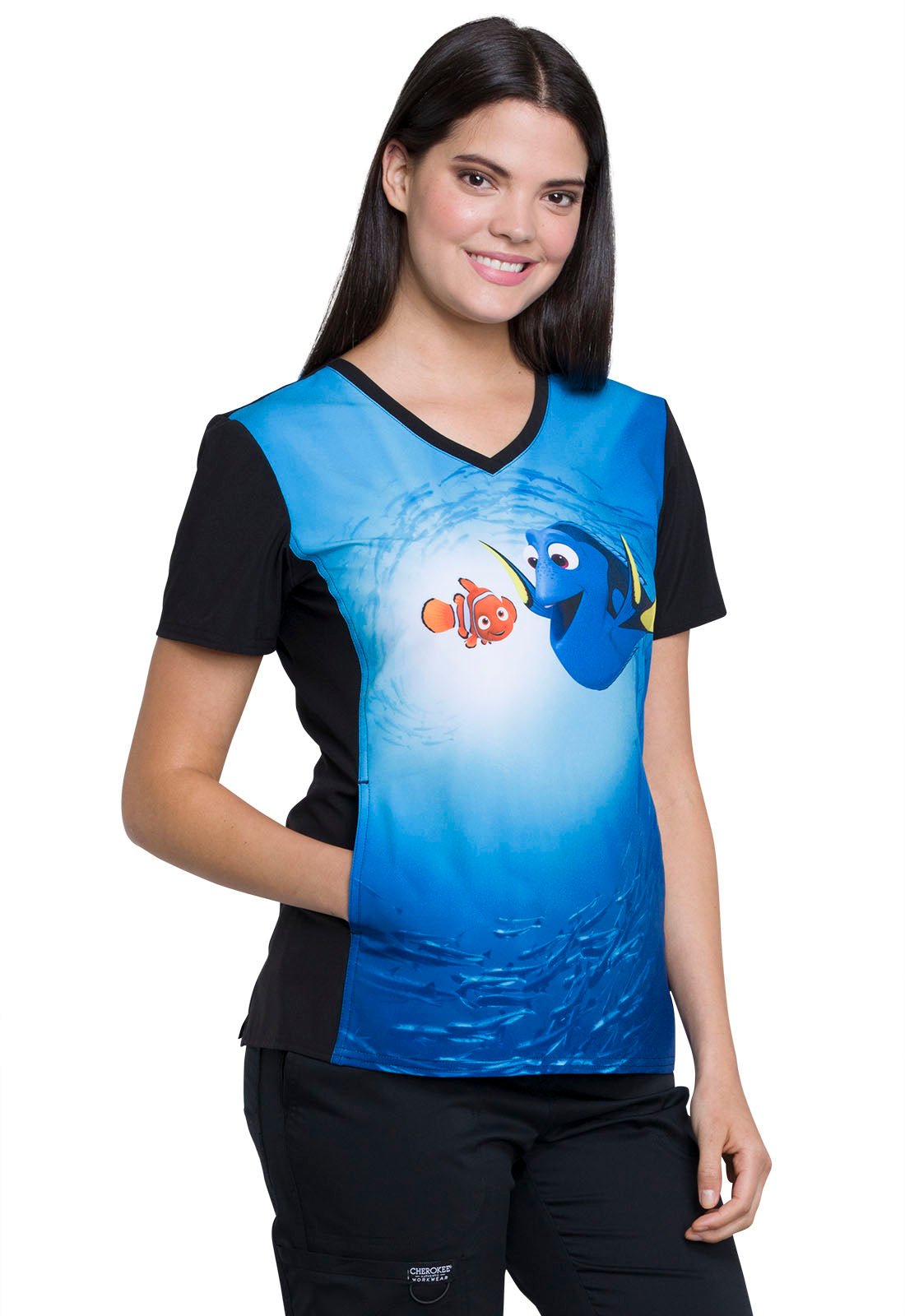 Finding Nemo Tooniforms Licensed Disney V Neck Scrub Top TF627 FNDN - Scrubs Select