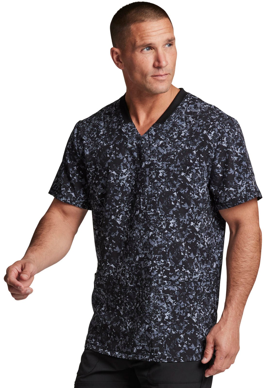 Fractured Prism Dickies Print Men's V Neck Scrub Top DK607 FAPP - Scrubs Select