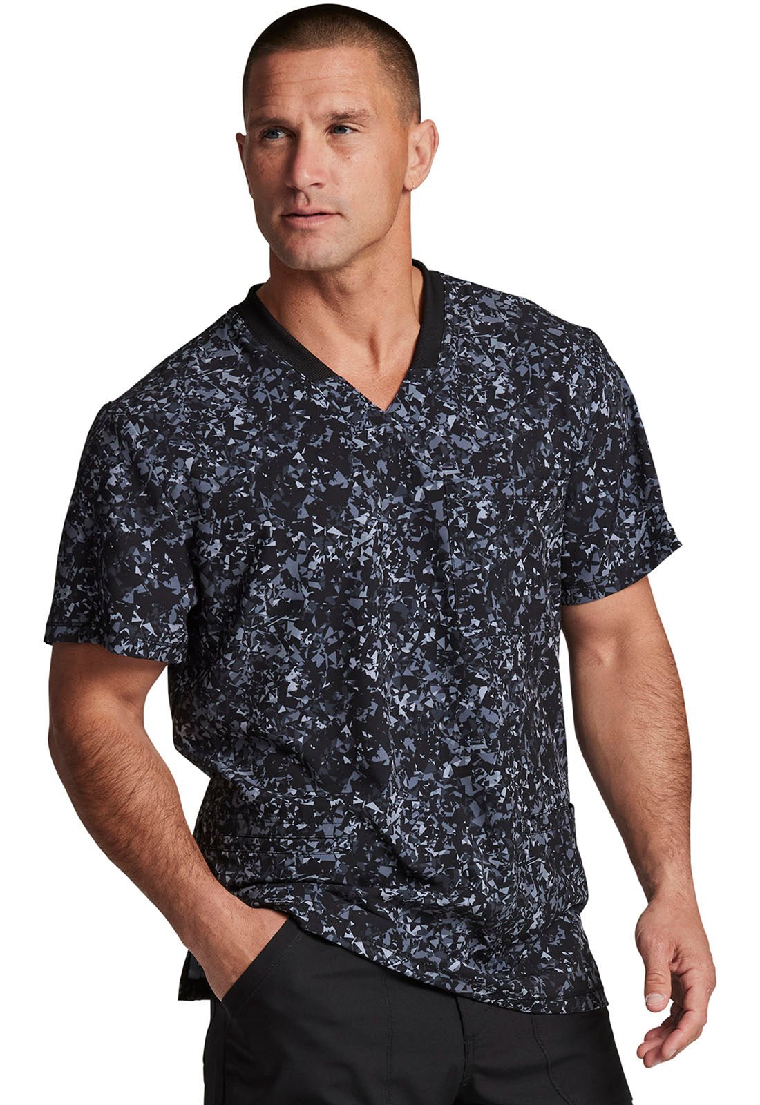 Fractured Prism Dickies Print Men's V Neck Scrub Top DK607 FAPP - Scrubs Select