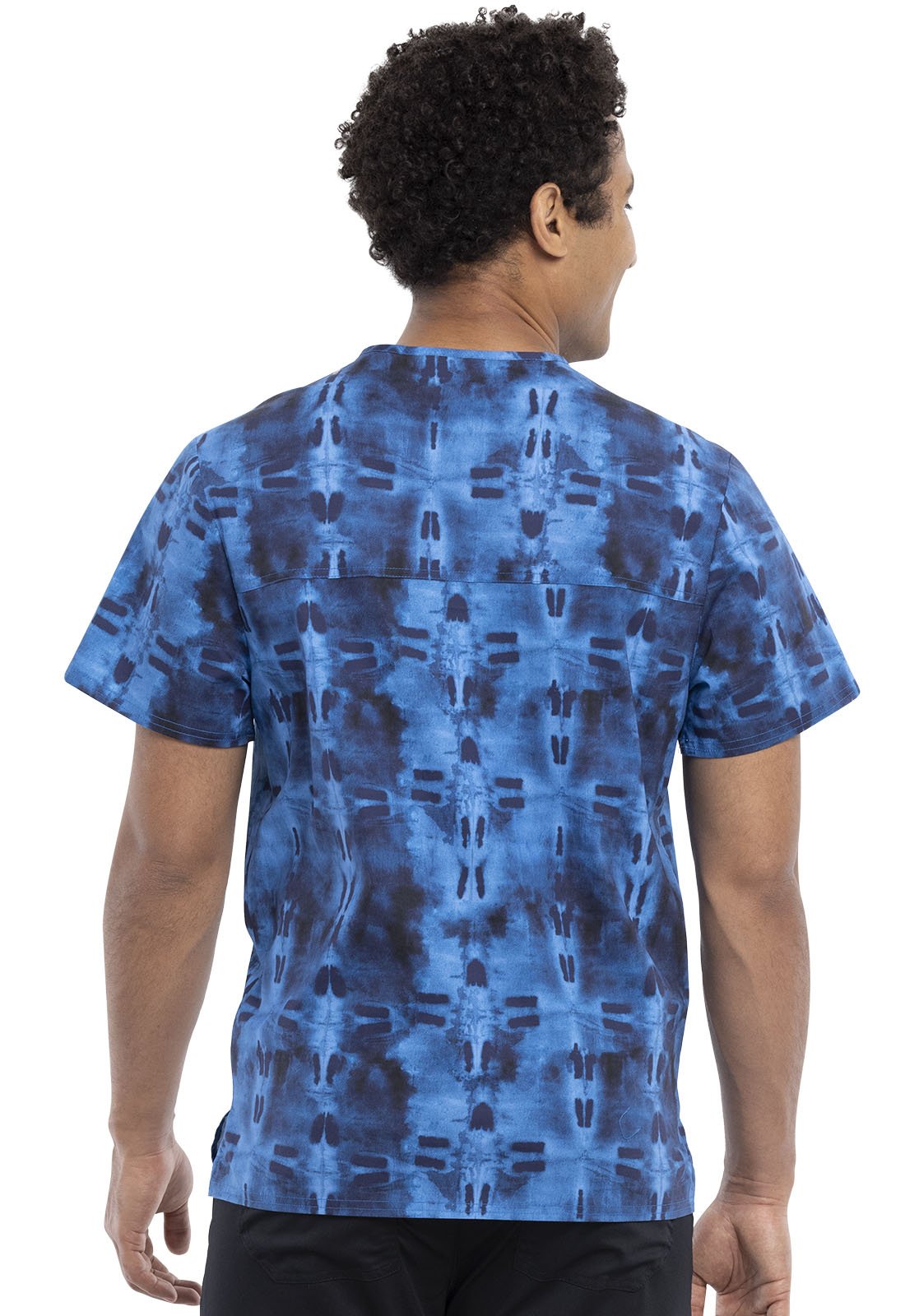 Geo Tie Dye Cherokee Scrubs Men's V Neck Top CK692 GEOY - Scrubs Select