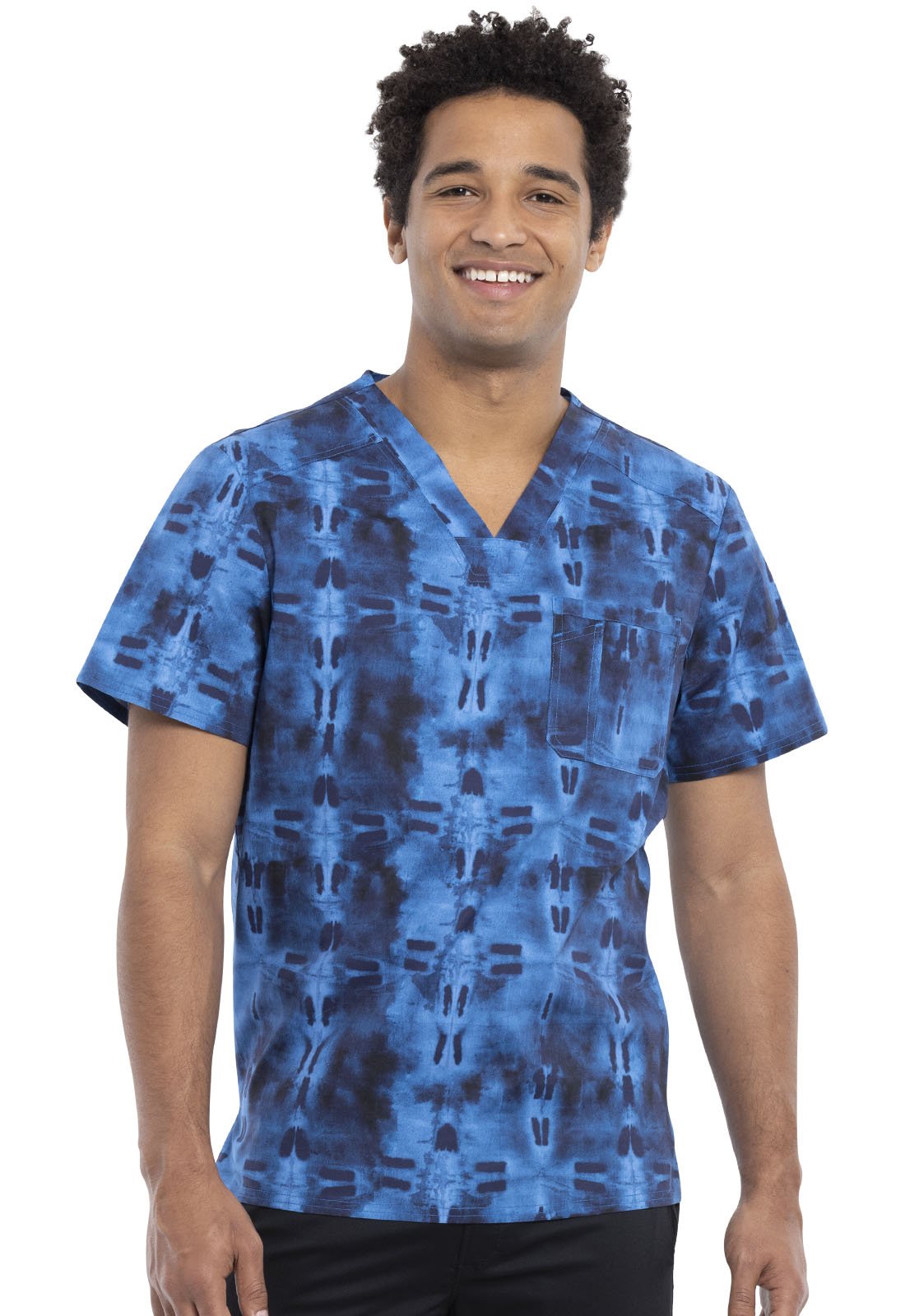 Geo Tie Dye Cherokee Scrubs Men's V Neck Top CK692 GEOY - Scrubs Select