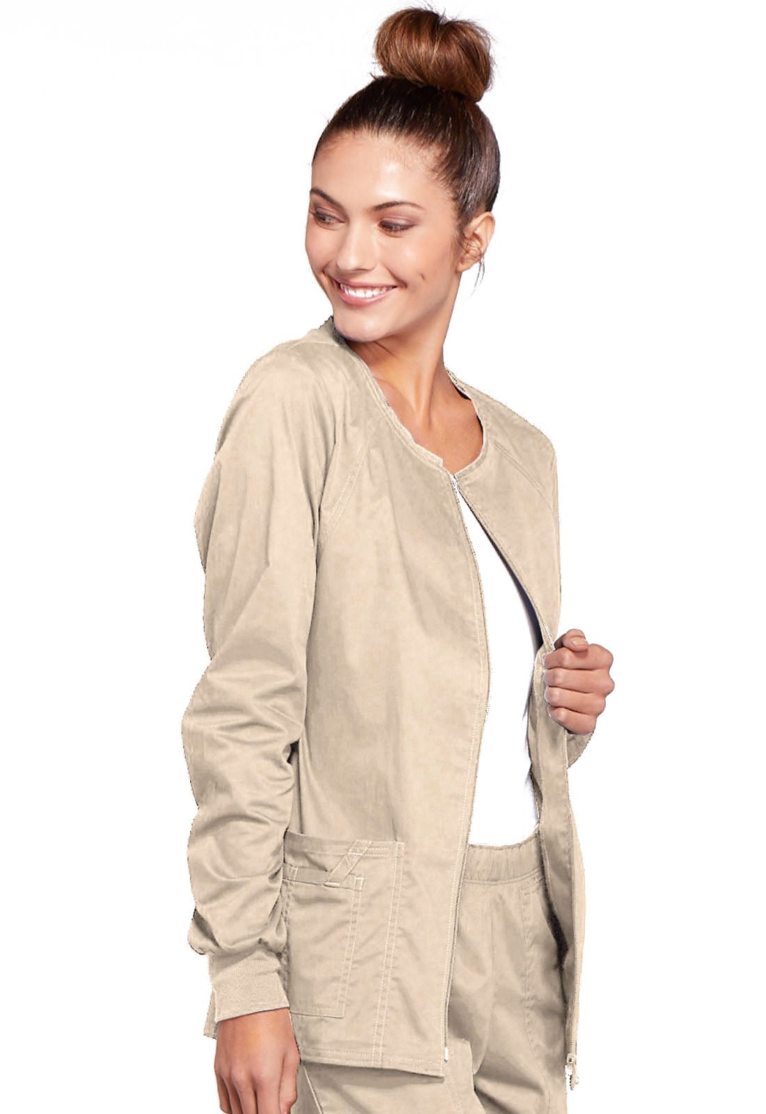 Grey Cherokee WW Core Stretch Scrub Jacket 4315 Grey, Khaki - Scrubs Select