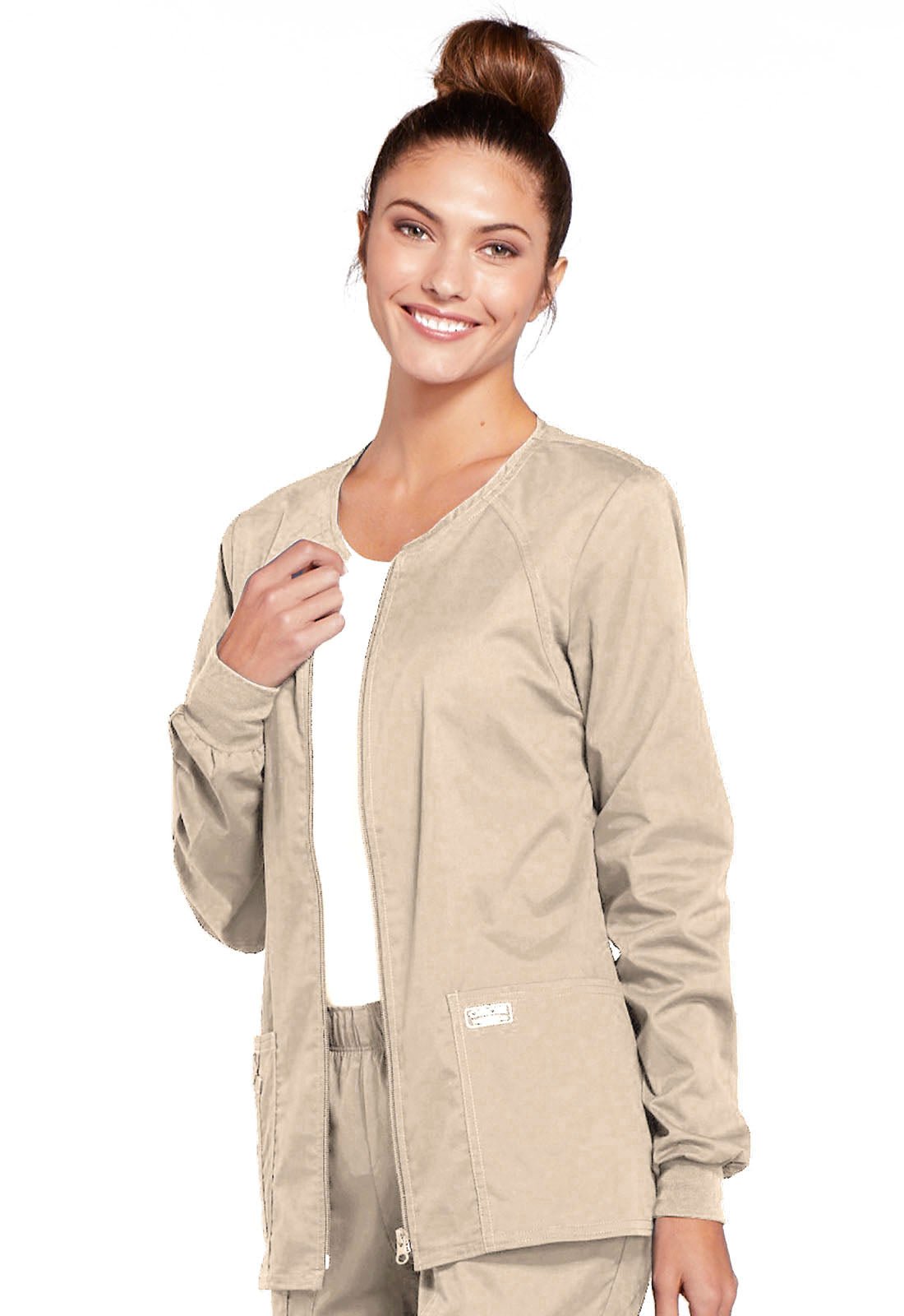 Grey Cherokee WW Core Stretch Scrub Jacket 4315 Grey, Khaki - Scrubs Select