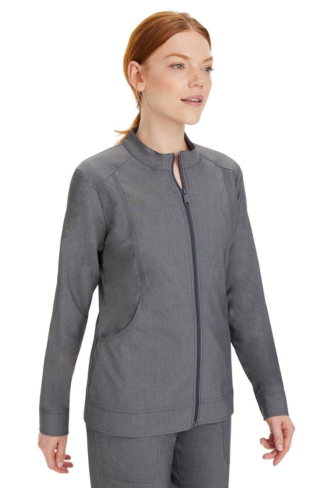 Healing Hands Purple Label Dakota Scrub Jacket 5038 Heather Grey - Scrubs Select