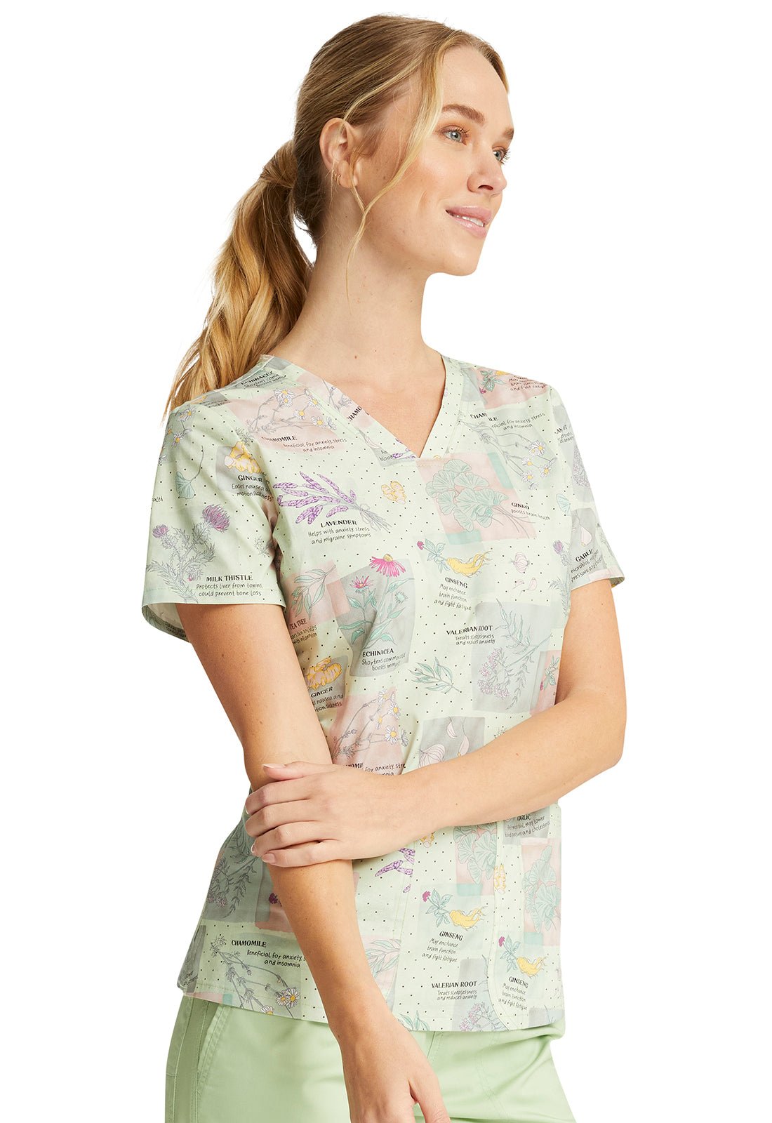 Herbal Cherokee Print V Neck Scrub Top CK651 HEWL - Scrubs Select