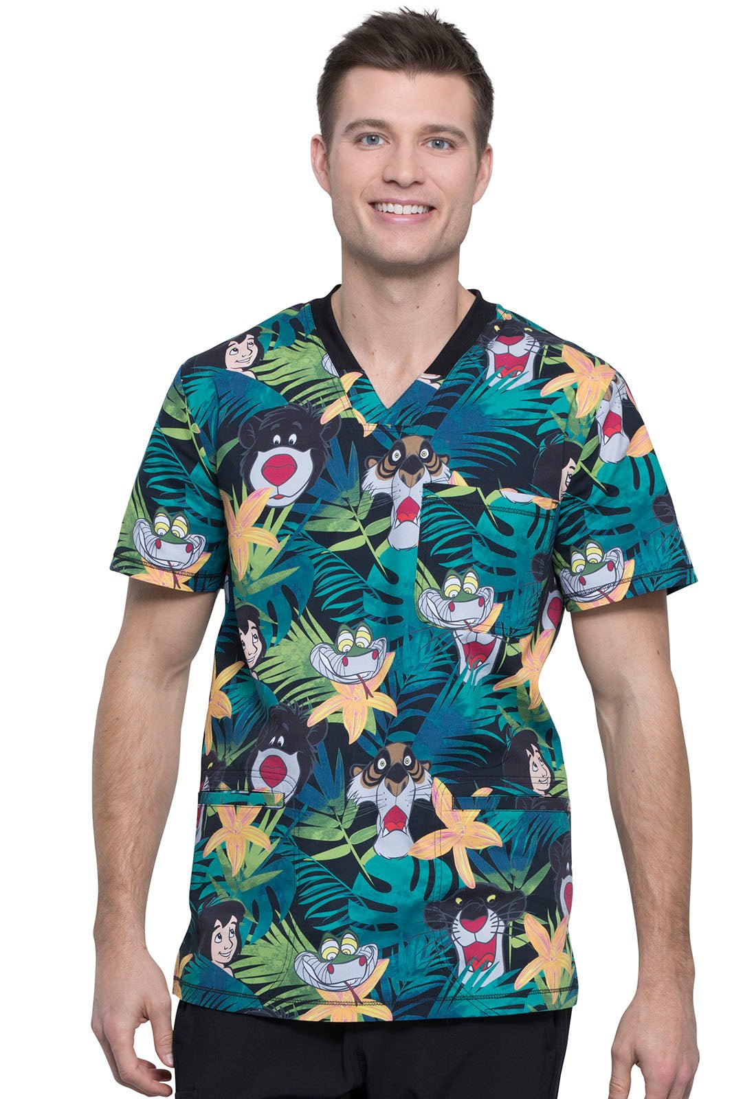 Jungle Book Tooniforms Disney Men's V Neck Scrub Top TF725 JBUG - Scrubs Select