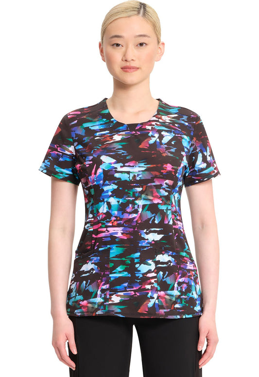 Kaleidoscopic Cherokee Print Round Neck Scrub Top CK609 KLSP - Scrubs Select