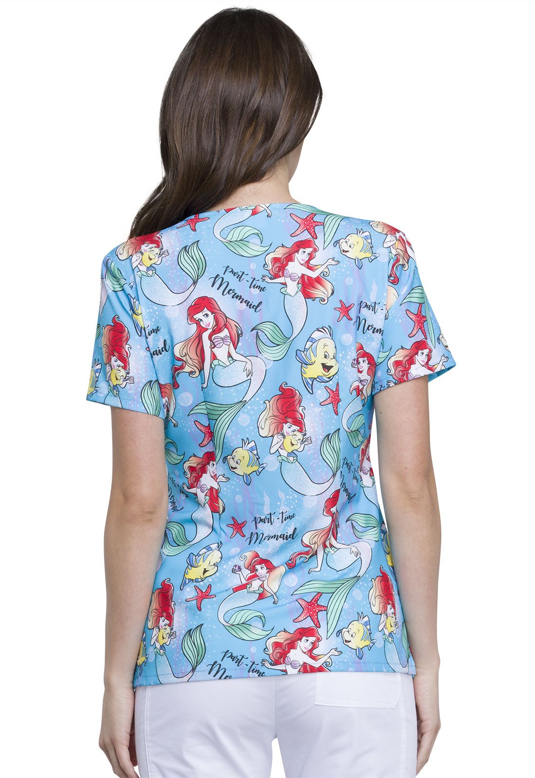 Little Mermaid Tooniforms Licensed Disney Princess V - Neck Scrub Top TF633 PRPM - Scrubs Select