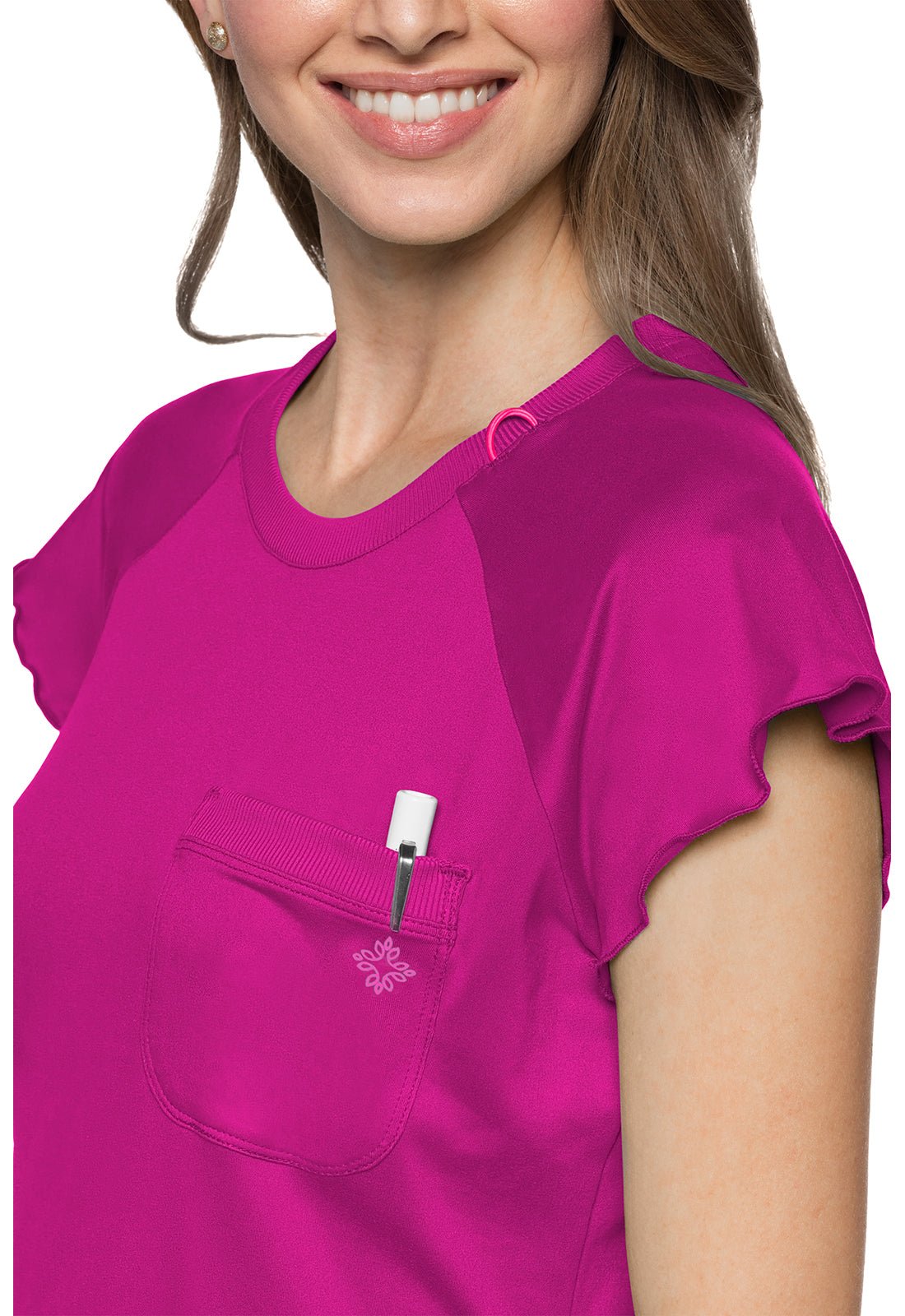 Med Couture Amp Knit Lettuce Edged Scrub Top MC706 - Scrubs Select