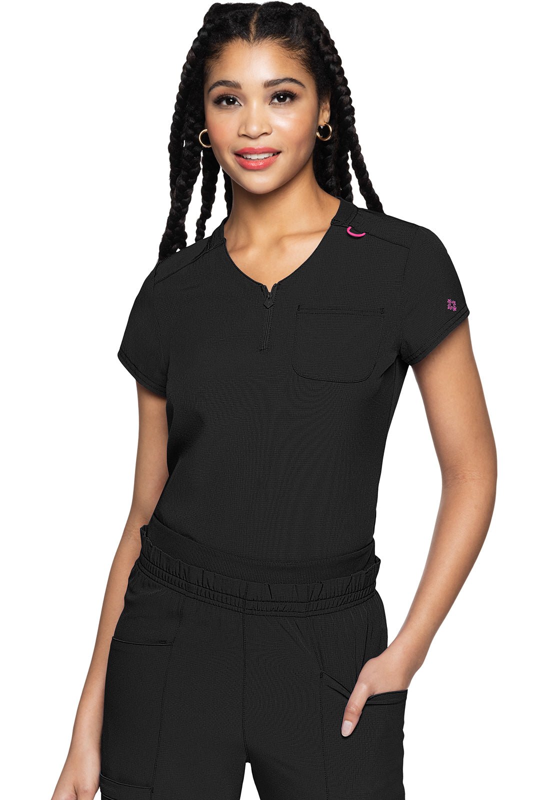 Med Couture Amp Quarter Zip V Neck Scrub Top MC705 - Scrubs Select