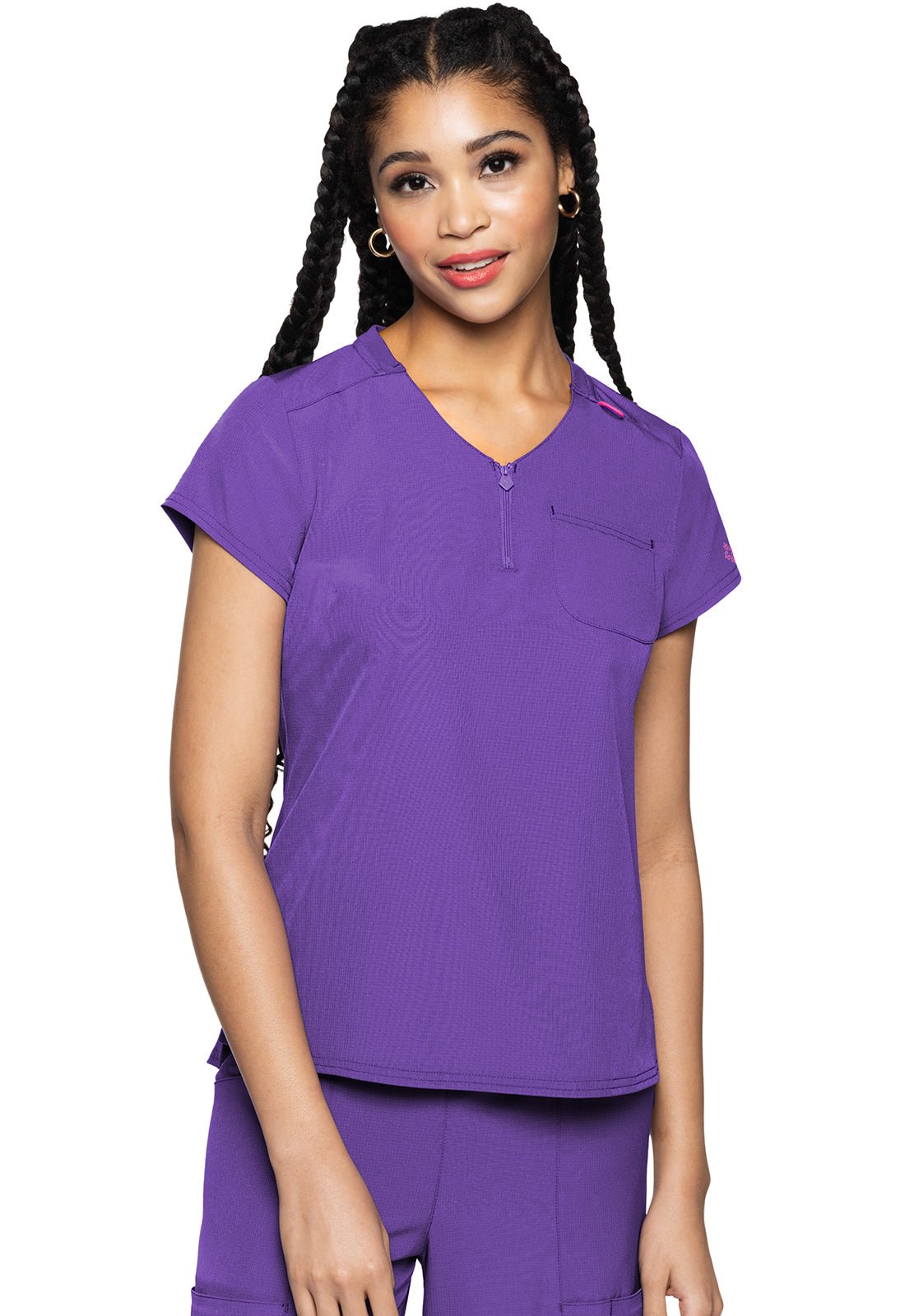 Med Couture Amp Quarter Zip V Neck Scrub Top MC705 - Scrubs Select