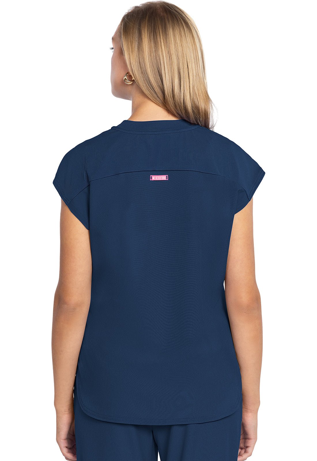 Med Couture Amp Round Neck Scrub Top MC703 in Black, Hyper Blue, Magenta, Navy, Pewter - Scrubs Select