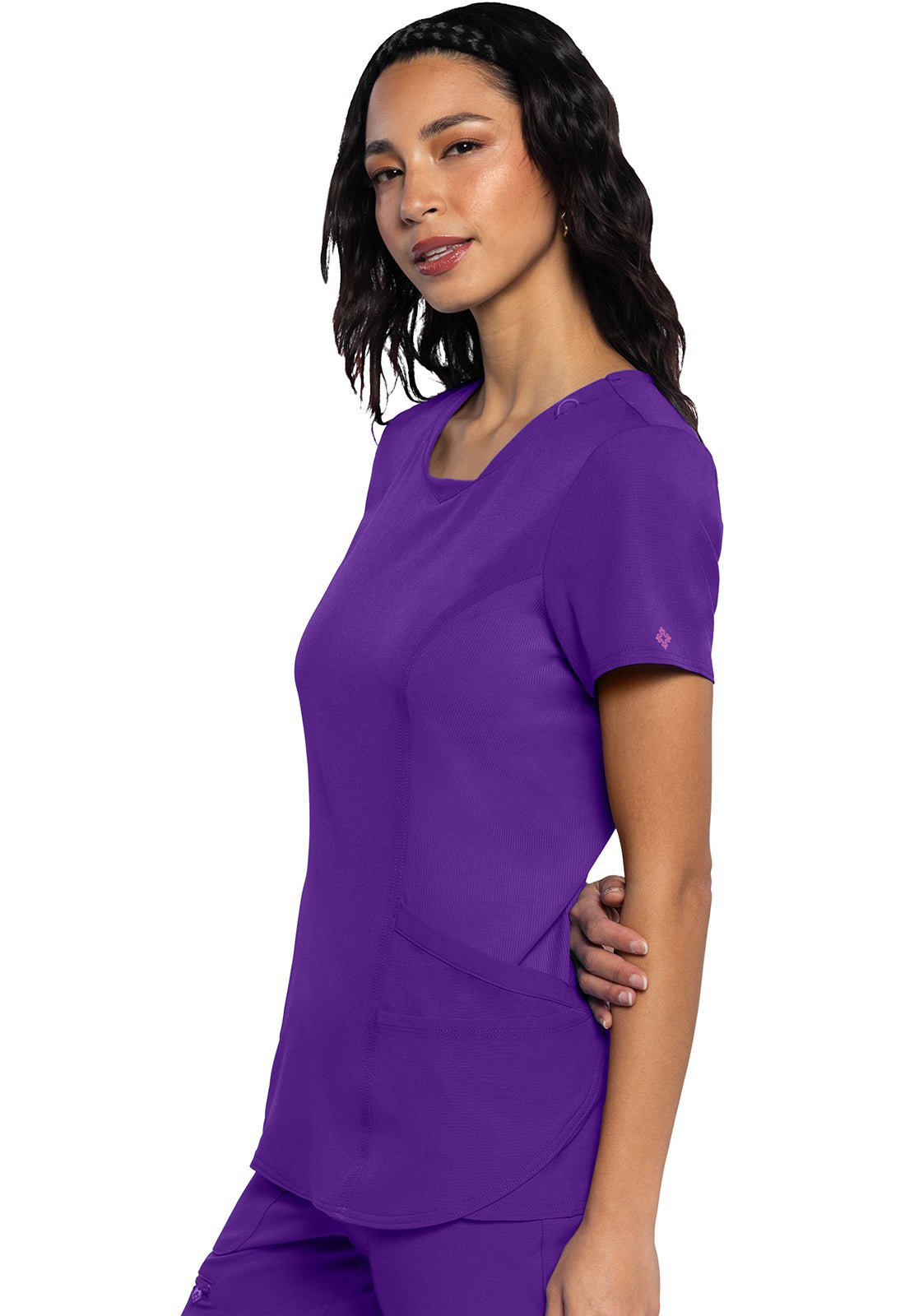 Med Couture Amp V Neck Scrub Top MC701 in Hyper Blue, Purple Surge, Ultra Magenta - Scrubs Select