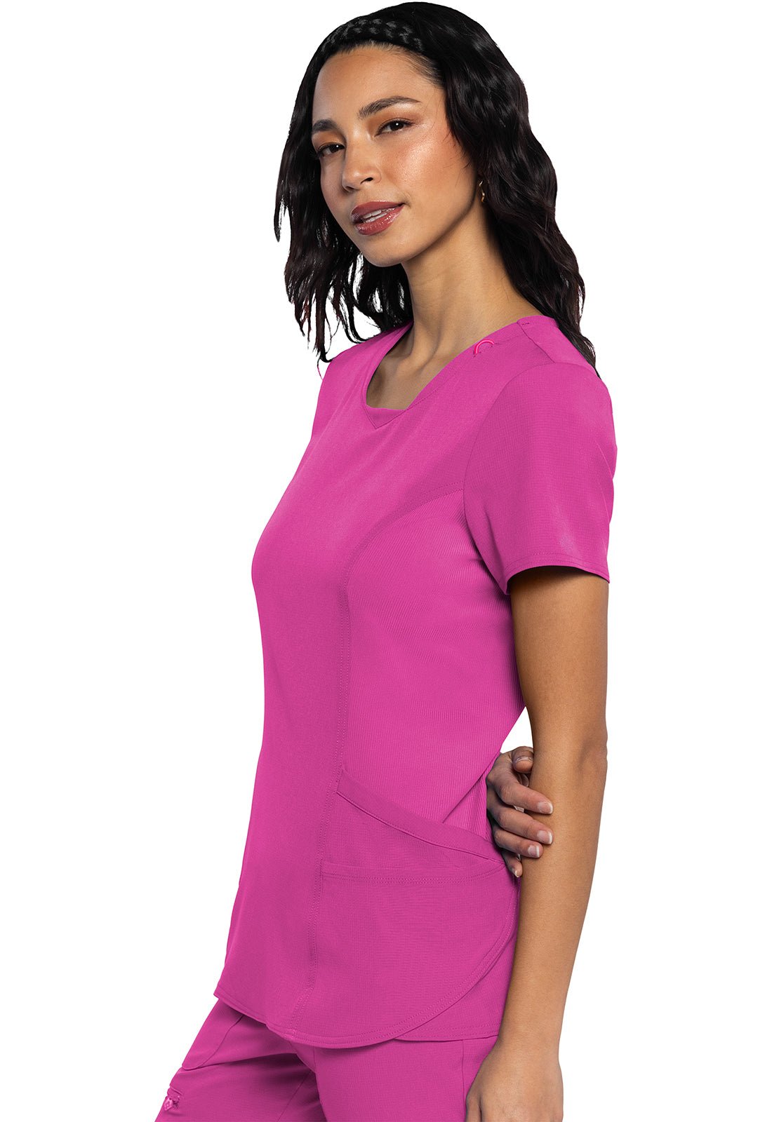 Med Couture Amp V Neck Scrub Top MC701 in Hyper Blue, Purple Surge, Ultra Magenta - Scrubs Select