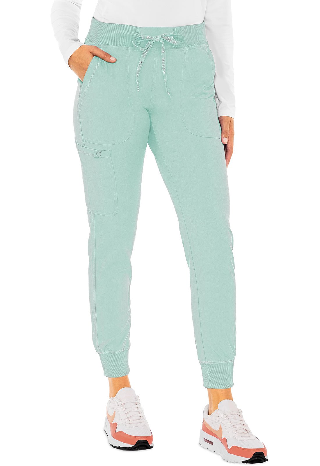 Med Couture Touch Jogger Yoga Scrub Pant MC7710 in Coral, Ice Pink, Pink Punch, Sea Mist - Scrubs Select