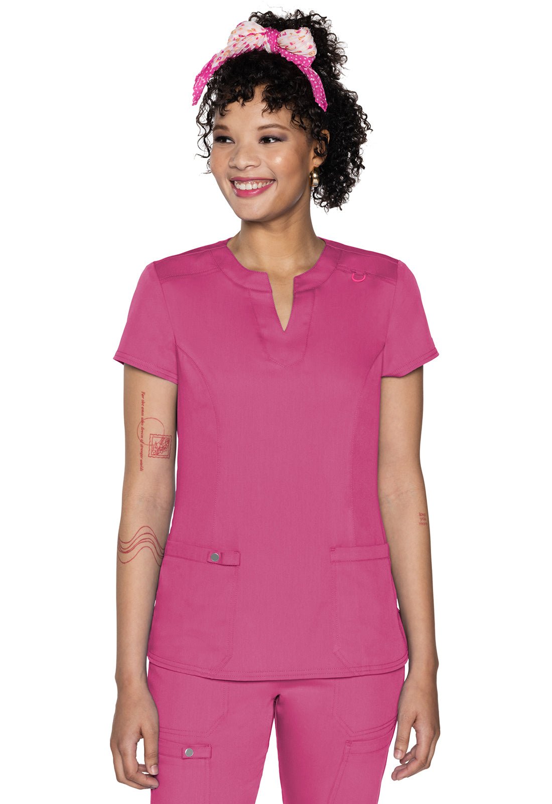 Med Couture Touch Split Round Neck Scrub Top MC607 - Scrubs Select