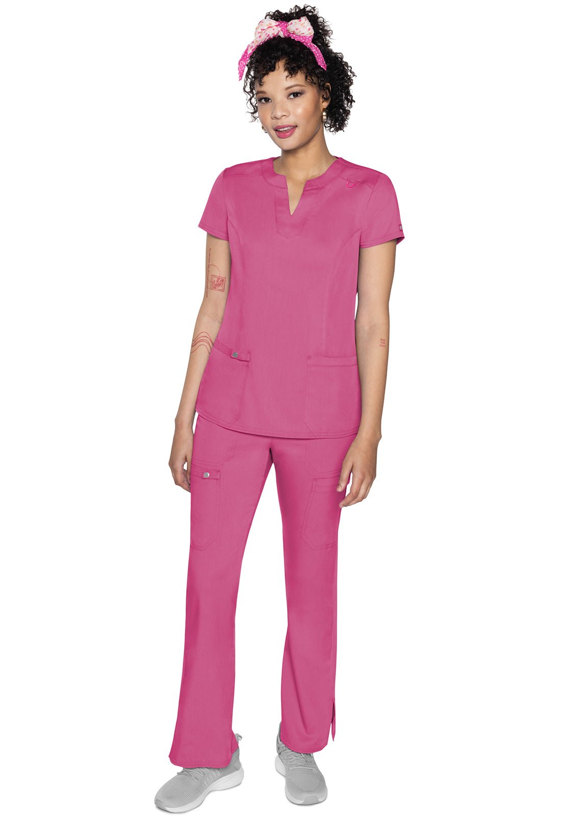 Med Couture Touch Split Round Neck Scrub Top MC607 - Scrubs Select