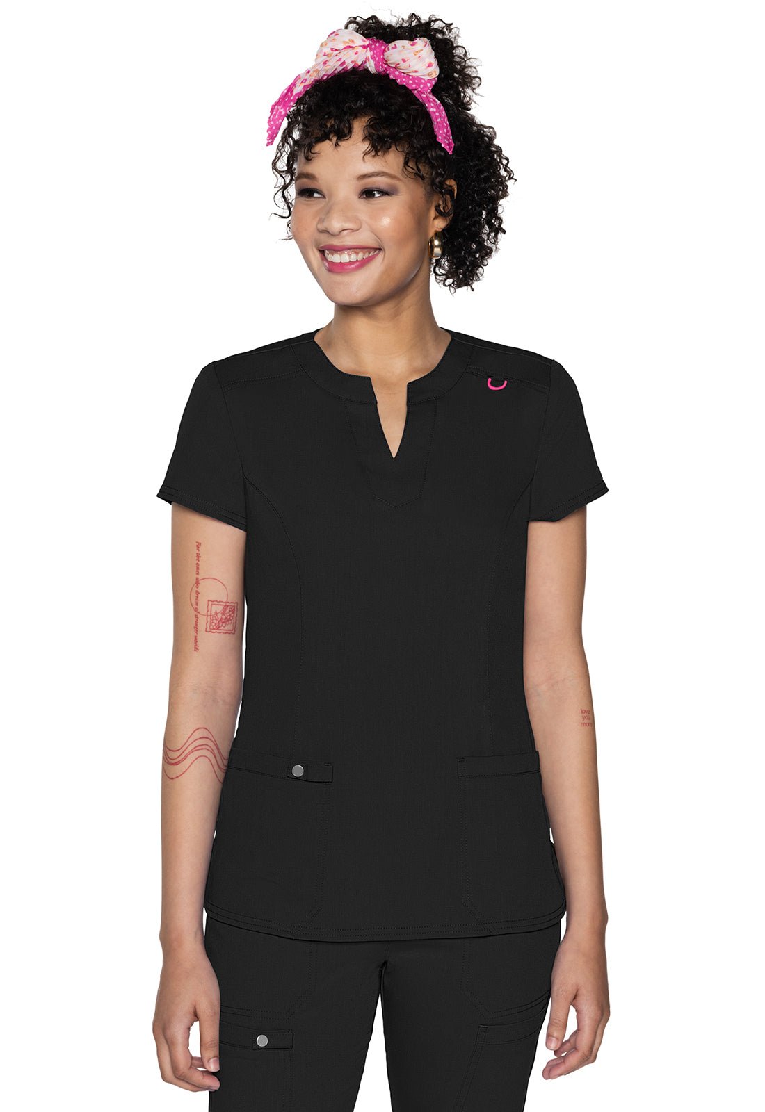 Med Couture Touch Split Round Neck Scrub Top MC607 - Scrubs Select