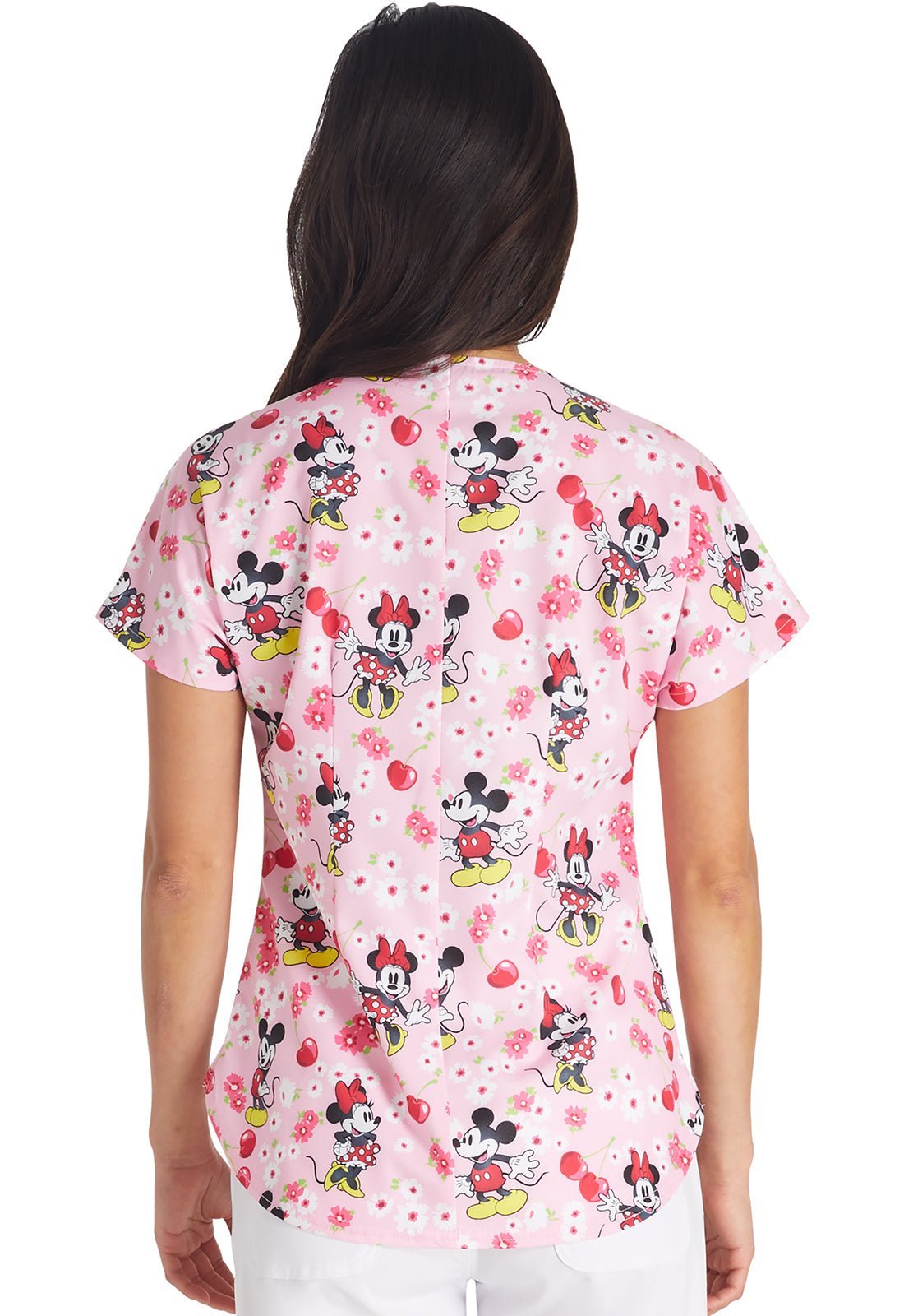 Mickey Minnie Mouse Cherokee Tooniforms Disney Round Neck Scrub Top TF787 MKWY - Scrubs Select