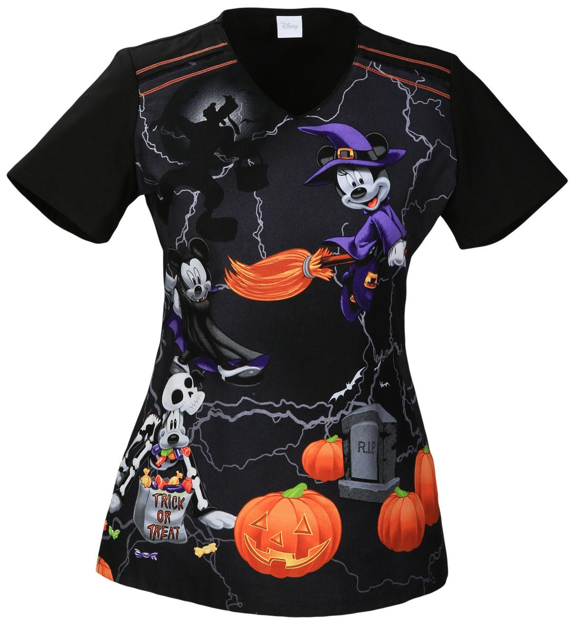 Mickey Mouse Tooniforms Disney Halloween V Neck Scrub Top TF608XB6 MKIT - Scrubs Select