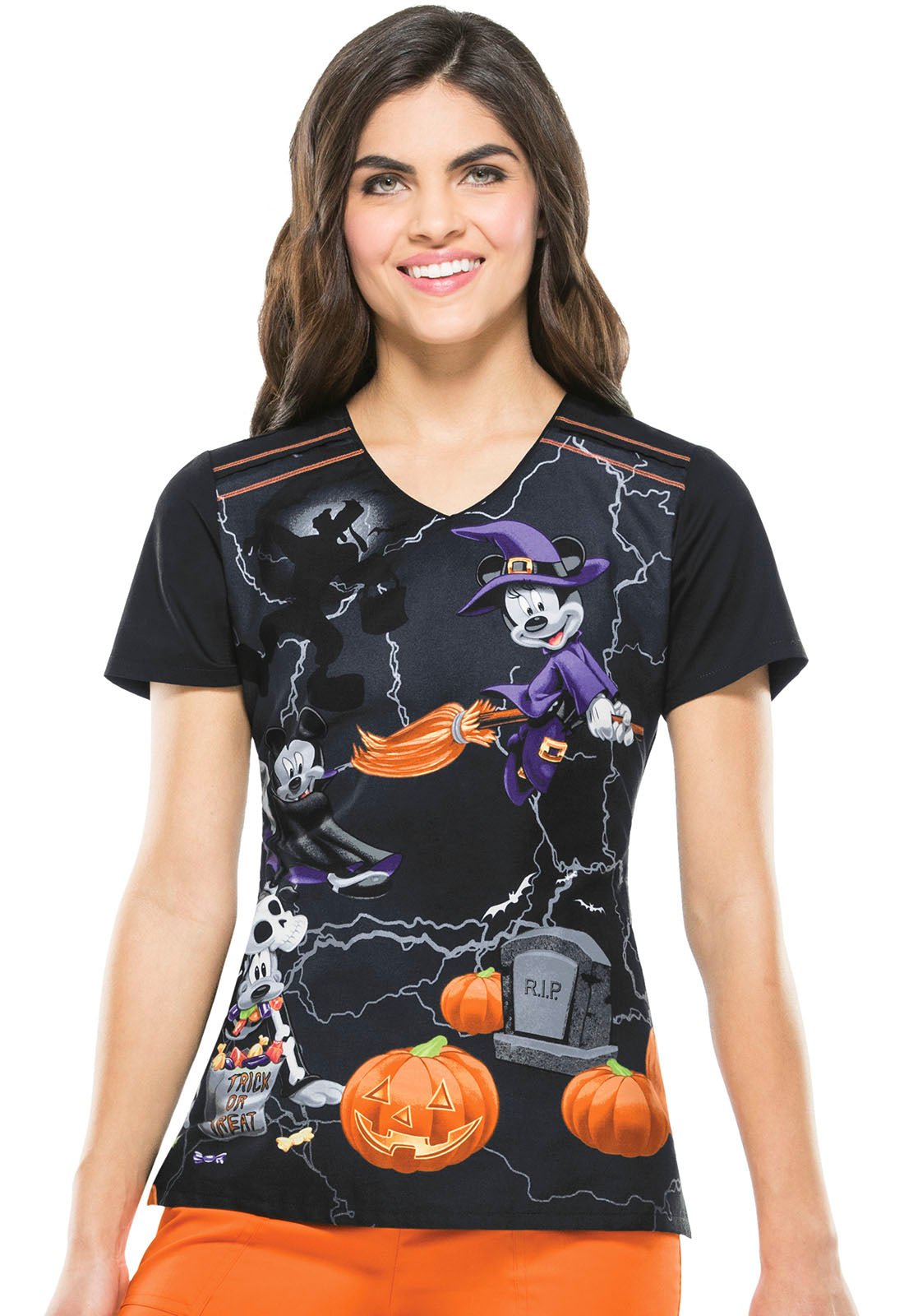 Mickey Mouse Tooniforms Disney Halloween V Neck Scrub Top TF608XB6 MKIT - Scrubs Select