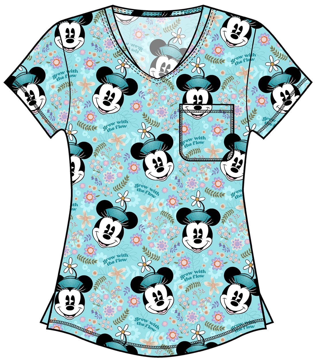 Mickey Mouse Tooniforms Disney Rounded V Neck Scrub Top TF786 MNWS - Scrubs Select