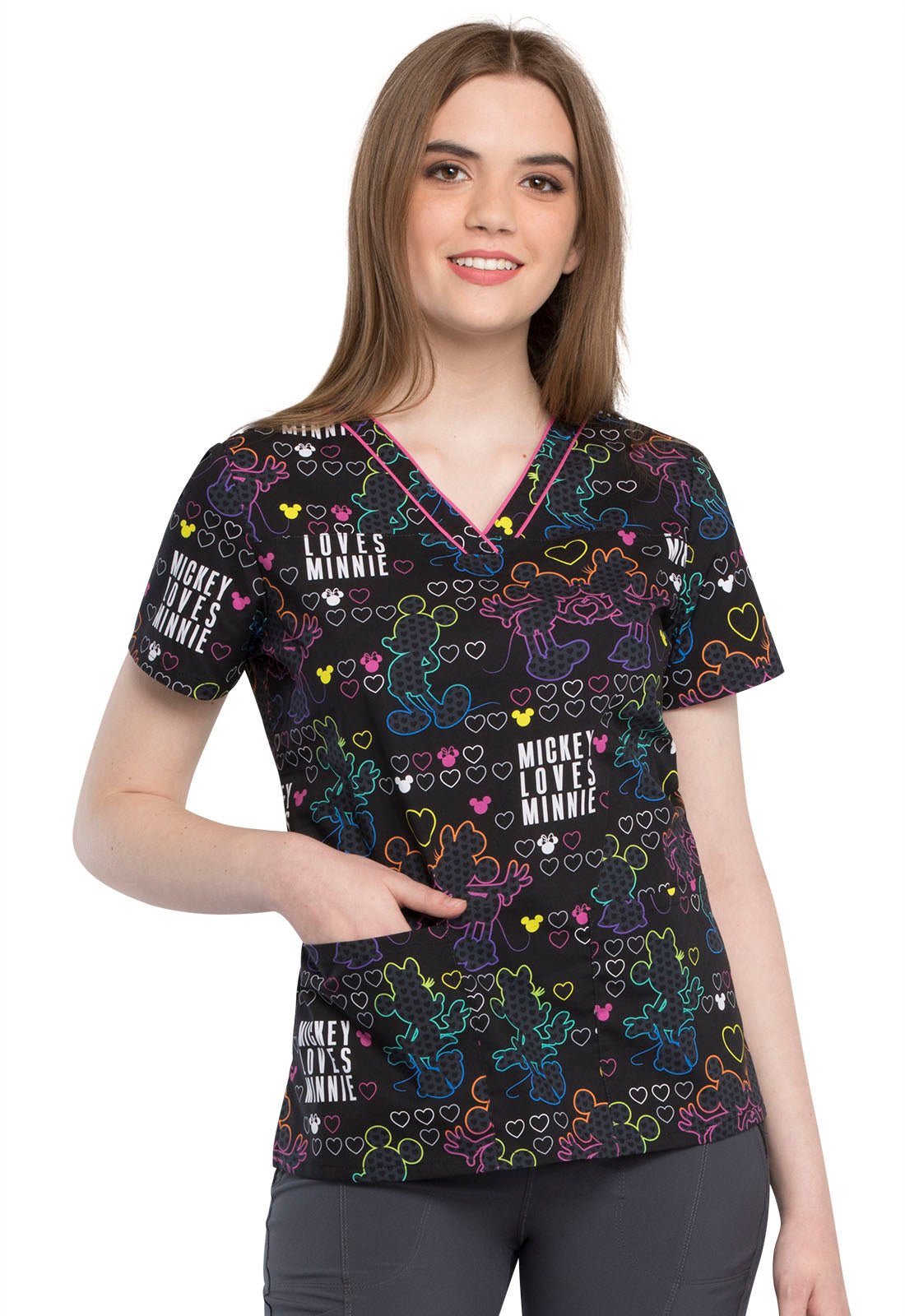 Mickey Mouse Tooniforms Licensed Disney V Neck Scrub Top TF610 MNMO - Scrubs Select