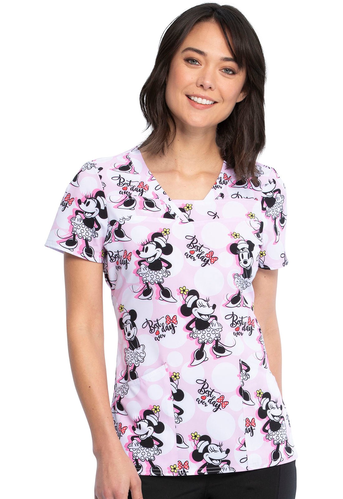 Minnie Mouse Tooniforms Disney V Neck Scrub Top TF641 MNTD - Scrubs Select