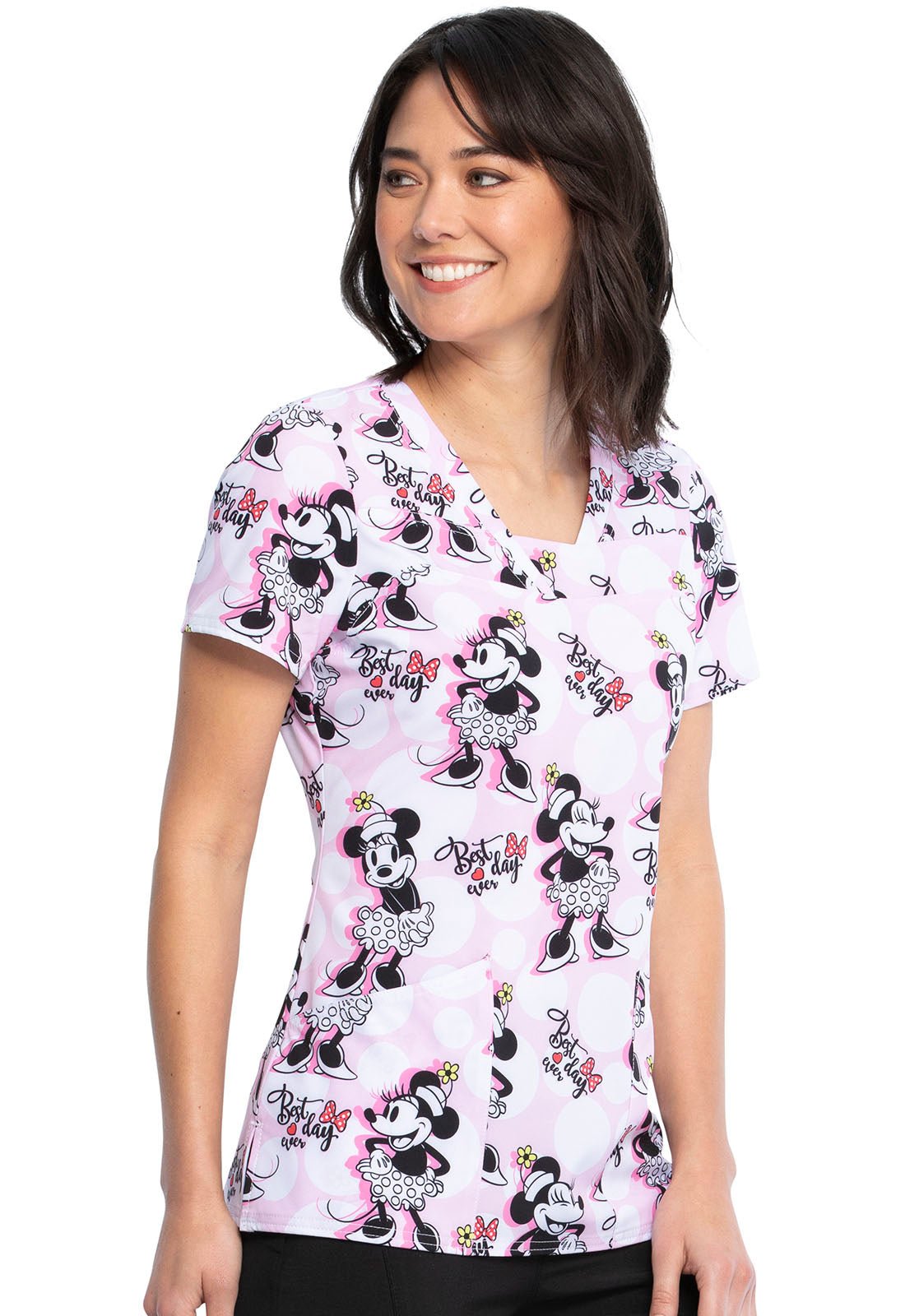 Minnie Mouse Tooniforms Disney V Neck Scrub Top TF641 MNTD - Scrubs Select