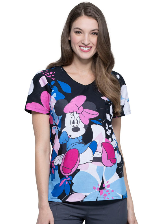 Minnie Mouse Tooniforms Licensed Disney V Neck Scrub Top TF626 MNOO - Scrubs Select