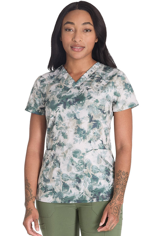 Natural Trail Dickies Print V Neck Scrub Top DK667 NTRL - Scrubs Select