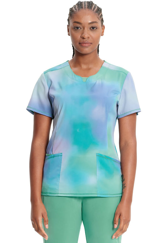 Northern Lights Cherokee Print Round Neck Scrub Top CK609 NTLG - Scrubs Select