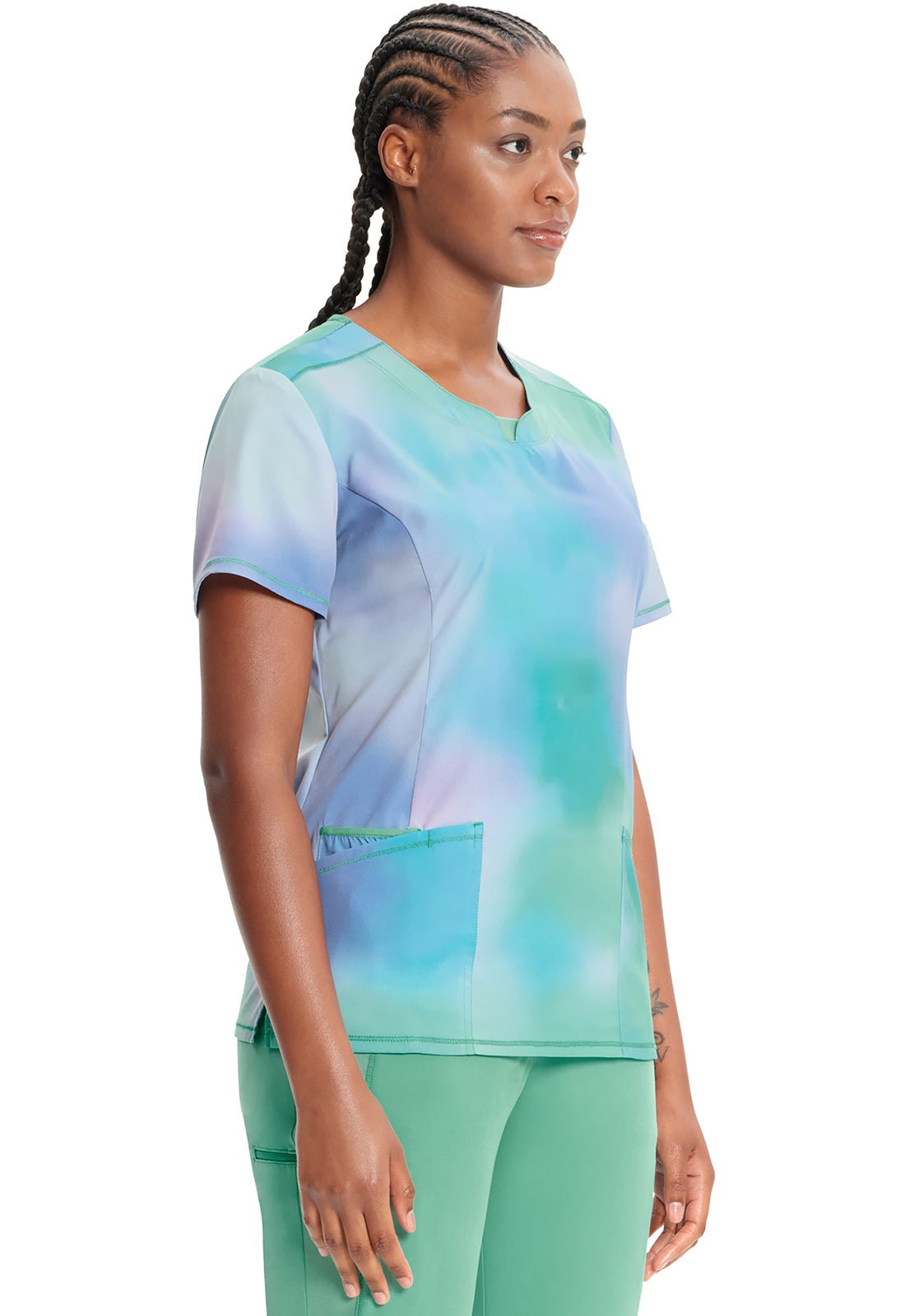 Northern Lights Cherokee Print Round Neck Scrub Top CK609 NTLG Scrubs Select