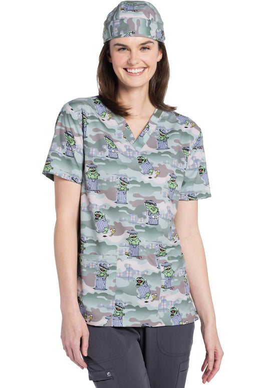 Oscar Tooniforms Sesame Street Unisex V Neck Scrub Top TF728 SWPG - Scrubs Select