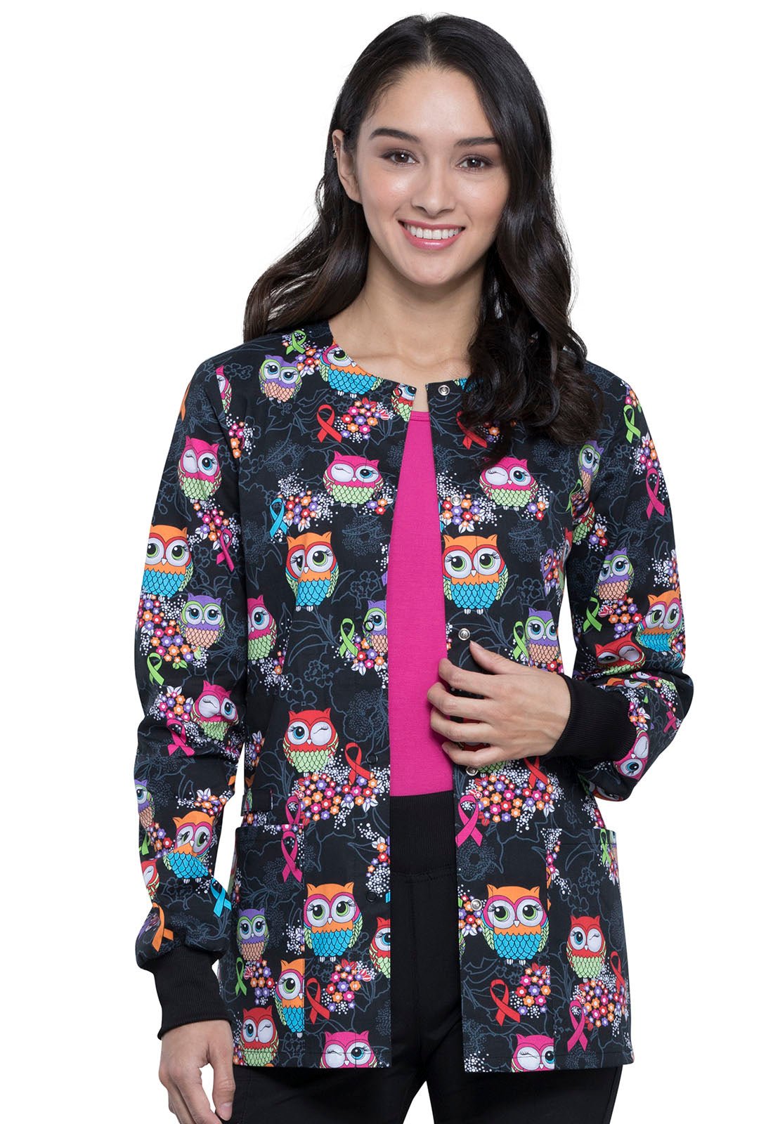 Owl Cherokee Print Multi Awareness Warm Up Scrub Jacket CK301 LEGV - Scrubs Select